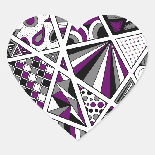 Ace Asexual Pride Zen Doodle Hart Sticker (Voorkant)