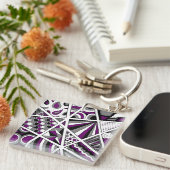 Ace Asexual Pride Zen Doodle Modern Abstract Purpl Sleutelhanger (Voorkant Rechts)