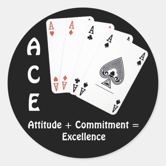 ACE Attitude + Commitment = Excellentie Ronde Sticker (Voorkant)