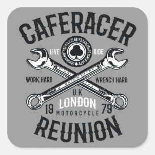 Ace Cafe racer reunion werk hard Wernenergie Vierkante Sticker