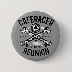 Ace Cafe Racer Reunion werkt hard Wright Hard Ride Ronde Button 5,7 Cm
