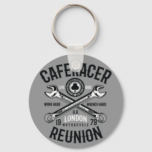 Ace Cafe Racer Reunion werkt hard Wright Hard Ride Sleutelhanger (Voorkant)