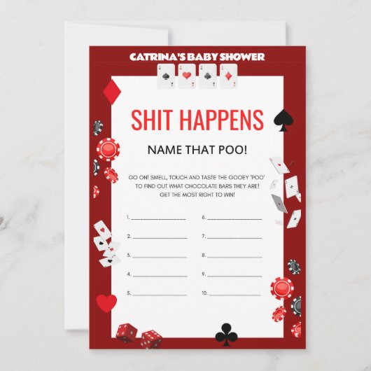 Ace Casino Baby shower - Bewerkbare naam, 5x7 Kaart (Voorkant)