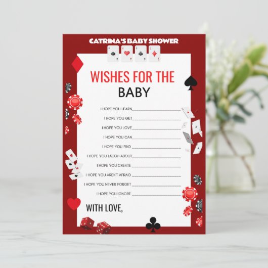 Ace Casino Baby shower - Bewerkbare naam, 5x7 Kaart (Staand voorkant)