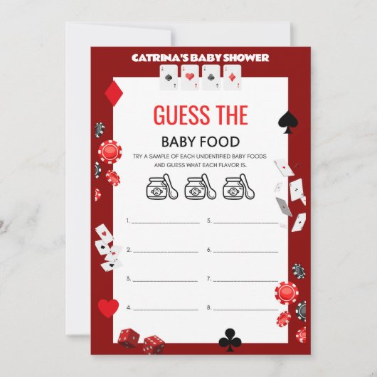 Ace Casino Baby shower - Bewerkbare naam, 5x7 Kaart (Voorkant)