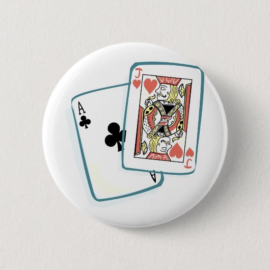 Ace en Jack Poker Cards Ronde Button 5,7 Cm (Voorkant)