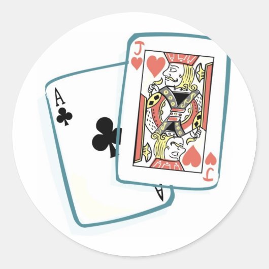 Ace en Jack Poker Cards Ronde Sticker (Voorkant)