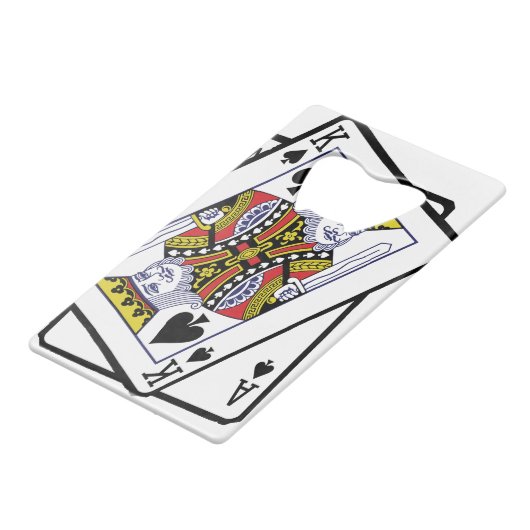 Ace & King of Spades 21st Birthday Creditkaart Flessenopener (Voorkant Gekanteld)