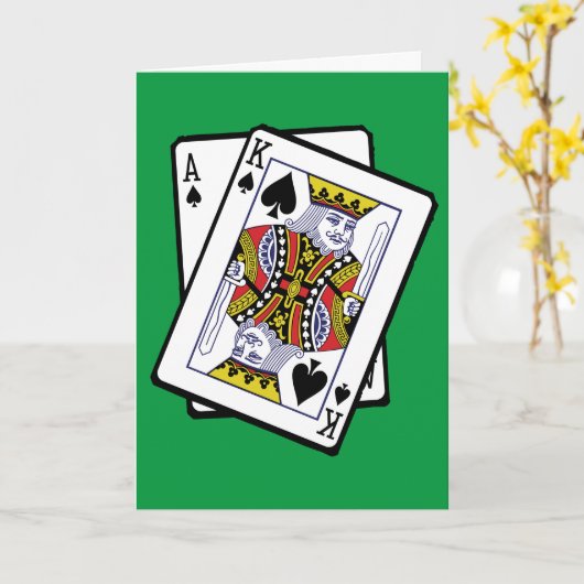 Ace & King of Spades 21st Birthday Kaart (Gele Bloem)
