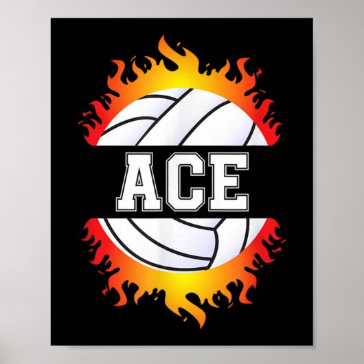 Ace Name Volleyball Player Boys Ball and Net Sport Poster (Voorkant)