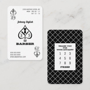 Ace of barbers black and white loyalty card visitekaartje