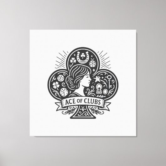 Ace of Clubs - Lady Luck Cameo Canvas Afdruk (Voorkant)