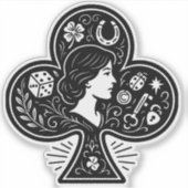 Ace of Clubs - Lady Luck Cameo Sticker (Voorkant)