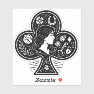 Ace of Clubs - Lady Luck Cameo Sticker