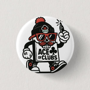 Ace of Clubs Street Mascot - Poker Grind Crew Ronde Button 3,2 Cm