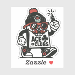 Ace of Clubs Street Mascotte — Poker Grind Crew Sticker