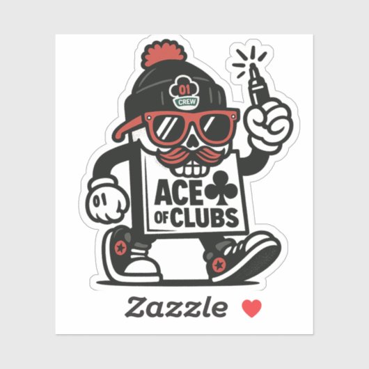 Ace of Clubs Street Mascotte — Poker Grind Crew Sticker (Vel)