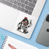 Ace of Clubs Street Mascotte — Poker Grind Crew Sticker (Laptop met iPhone)