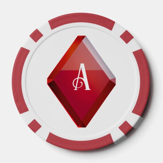 Ace of Diamonds Red Casino Deck of Paring Cards Poker Chips (Achterkant)