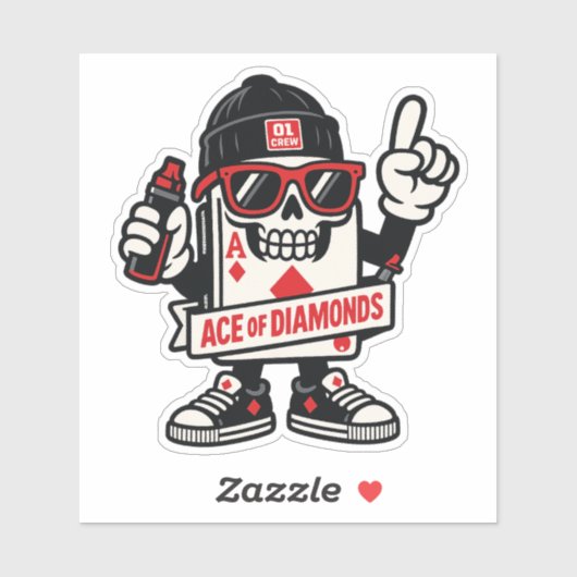 Ace of Diamonds Street Mascot — High-Roller Editie Sticker (Vel)