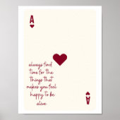 Ace of Hearts Affirmatie Minimalistische Liefde Po Poster (Voorkant)