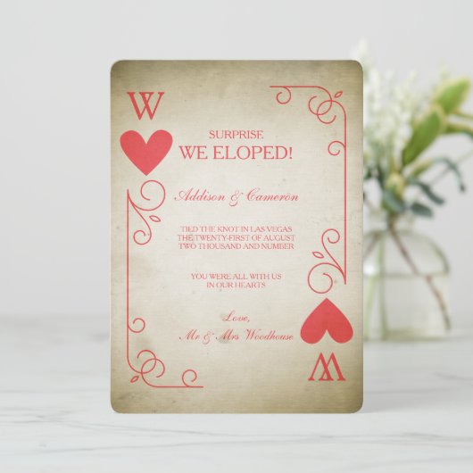 Ace of Hearts Elopement Aankondiging (Staand voorkant)