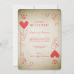 Ace of Hearts Elopement Aankondiging<br><div class="desc">Een ontsnappingsaanzegging die eruit ziet als een  aas van harten die met je initiaal kaarten. Merk op dat je initiaal ook op de achterkant gaat. Perfect voor een ontsnapping uit Vegas.</div>