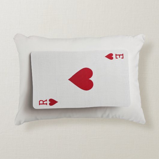 Ace of Hearts Kaart - Initialen Kussen (Voorkant)
