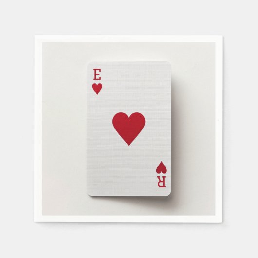 Ace of Hearts Kaart - Initialen Servet (Voorkant)