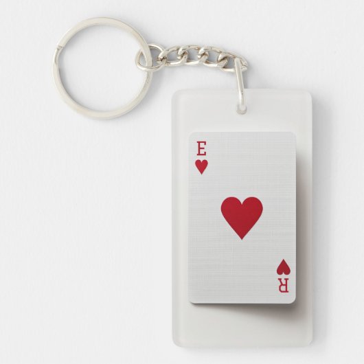 Ace of Hearts Kaart - Initialen sleutelhanger (Voorkant)