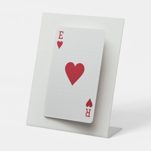 Ace of Hearts Kaart - Initialen Teken Reclamebord Met Voetstuk (Voorkant)