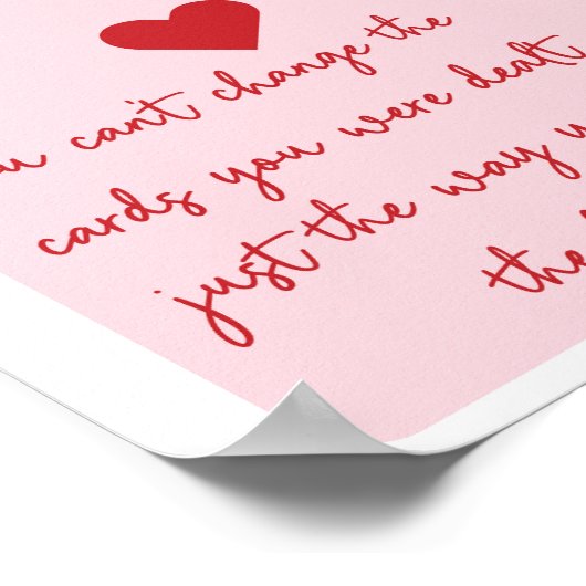 Ace of Hearts Poker Roze Esthetische Quote Poster (Hoek)