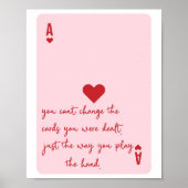 Ace of Hearts Poker Roze Esthetische Quote Poster (Voorkant)
