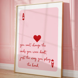 Ace of Hearts Poker Roze Esthetische Quote Poster