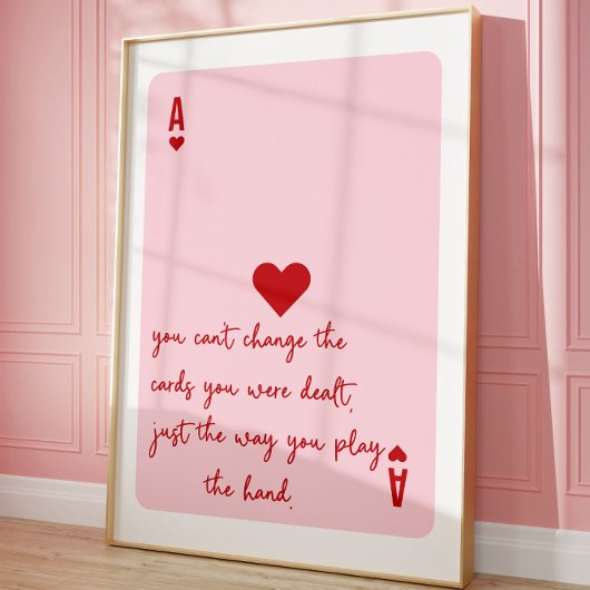 Ace of Hearts Poker Roze Esthetische Quote Poster
