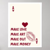 Ace of Hearts Poster Make Love Make Art Typography (Voorkant)