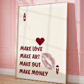 Ace of Hearts Poster Make Love Make Art Typography