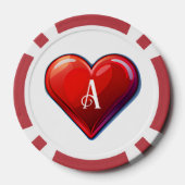 Ace of Hearts Red Casino Deck of Pplaykaarten Poker Chips (Achterkant)