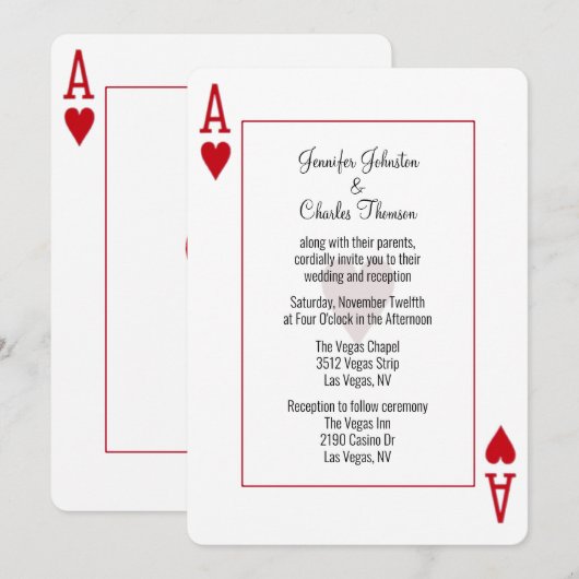 Ace of Hearts Wedding Kaart (Voorkant / Achterkant)