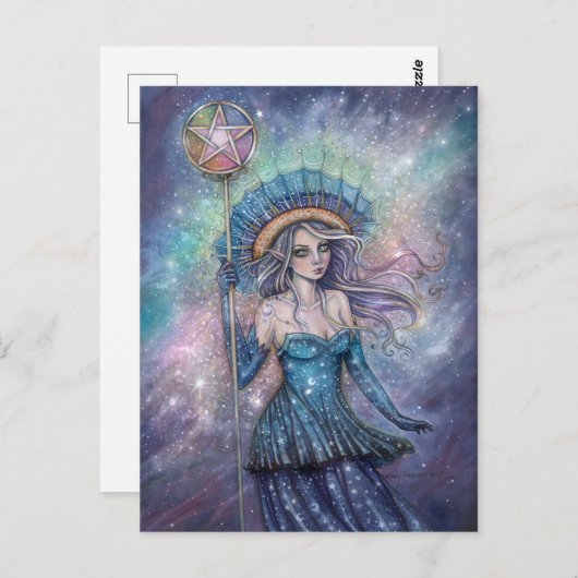 Ace of Pentacles Tarot Art beroemd gemaakt door Mo Briefkaart (Voorkant / Achterkant)