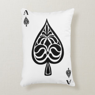 Ace of Spades Black and White Spelling Kaart Accent Kussen