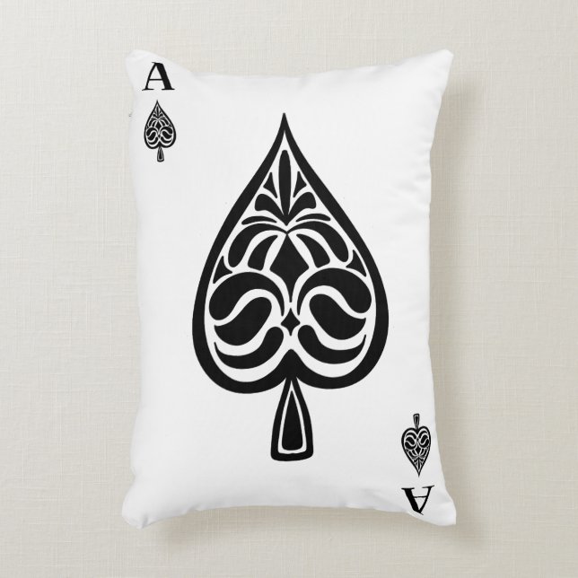Ace of Spades Black and White Spelling Kaart Accent Kussen (Voorkant(Verticaal))