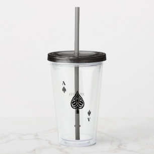 Ace of Spades Black and White Spelling Kaart Acryl Drinkbeker