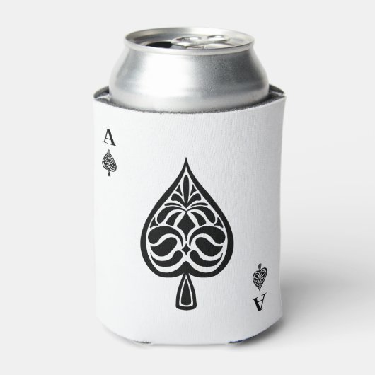 Ace of Spades Black and White Spelling Kaart Blikjeskoeler (Blikje Voorkant)
