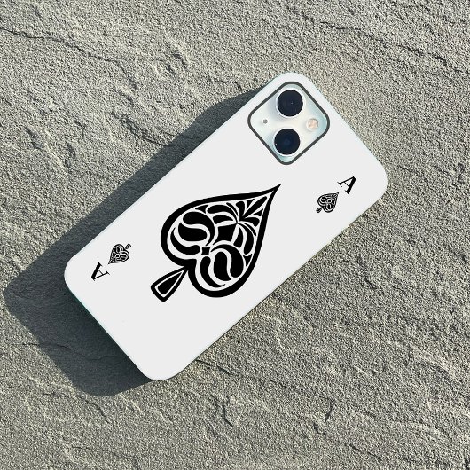 Ace of Spades Black and White Spelling Kaart Case-Mate iPhone Case