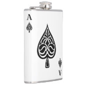 Ace of Spades Black and White Spelling Kaart Heupfles (Rechts)