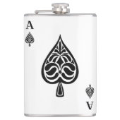 Ace of Spades Black and White Spelling Kaart Heupfles (Voorkant)