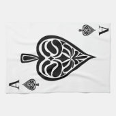 Ace of Spades Black and White Spelling Kaart Theedoek (Horizontaal)