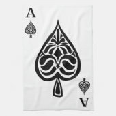 Ace of Spades Black and White Spelling Kaart Theedoek (Verticaal)