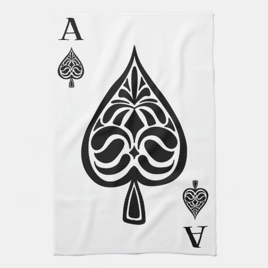 Ace of Spades Black and White Spelling Kaart Theedoek (Verticaal)
